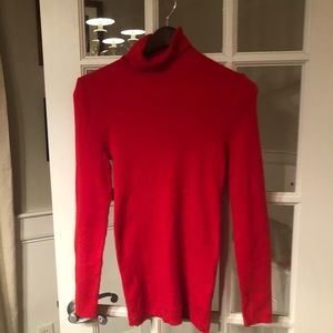 Red ribbed turtleneck